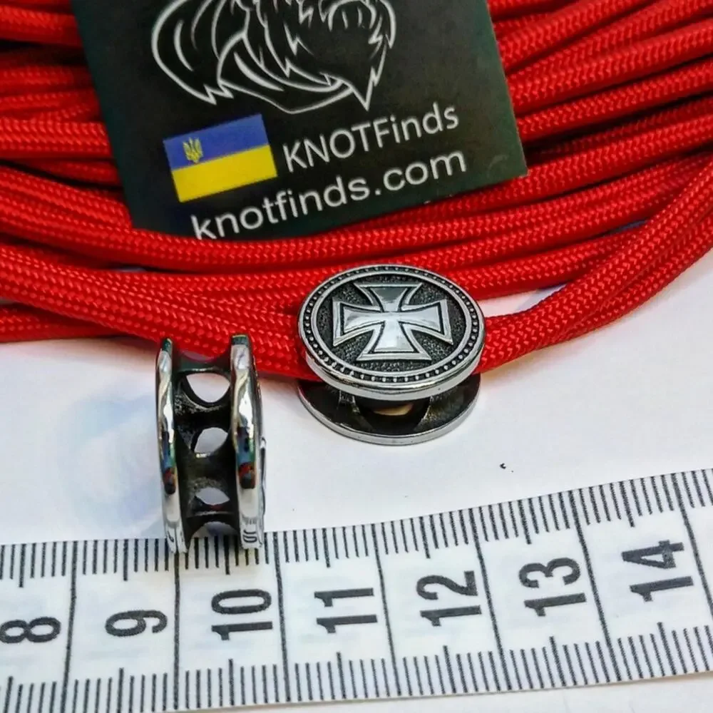 Templar Cross Bead, Stainless Steel Cross Charm, Viking Jewelry Component